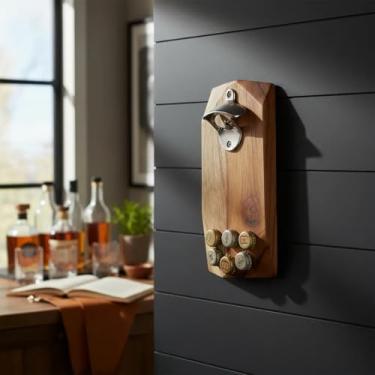 Imagem de Abridor de Garrafas de Parede Magnético Inox com Imã Tipo Americano Luxo