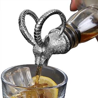 Imagem de Decantador de Vinho Aerador Metal Animal Whiskey Tapão Garrafa com Borracha Silicone Liga Zinco Premium Acabamento Retrô