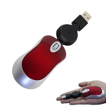 Imagem de Mini mouse portátil com fio cabo USB retrátil (vermelho)