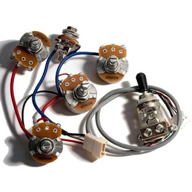 Imagem de BEIIRLLA 1 Conjunto De Chicote Elétrico Para Guitarra Les Paul 2V2T, Kit De Fiação Les Paul, Fiação Para Guitarra Com 2 Peças De Potenciômetros A500K E Interruptor De Alternância De 3 Vias Para Chic