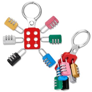 Imagem de Otoolling Pacote com 7 fechaduras temáticas para sala de fuga, cadeado de combinação de 3 dígitos com cadeado de metal redefinível, adereços temáticos de sala de fuga para armário de viagem interno à