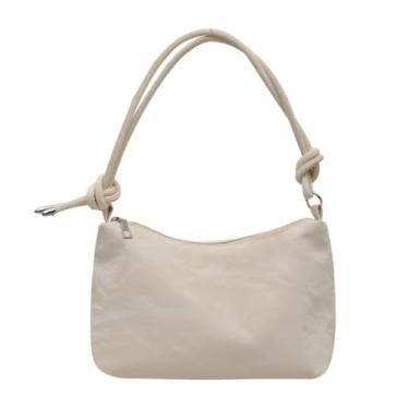 Imagem de Bolsa de couro PU axila bolsa com franjas escuras moderna grande capacidade ombro único, Branco