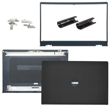 Imagem de Jxjslp Capa traseira LCD de substituição com moldura frontal com dobradiças com tampa de eixo para laptop Dell Inspiron 15 3510 3511 3515 3520 3525 Series 0WPN8 00WPN8 9WC73 09WC73 AP3LE000901 Preto