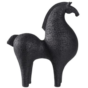 Imagem de Escultura abstrata moderna de cavalo, decoração de resina fosca preta 22 cm de altura, destaque para escritório e sala de estar, decoração de casa, arte abstrata, decoração de sala de escritório