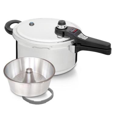 Imagem de Panela de Pressão Eterna 22 cm 4,5 L em Alumínio Polido com Legumeira 