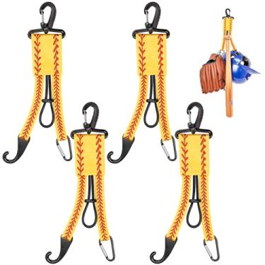 Imagem de Deekin 4 peças de cabide de equipamento de beisebol softball, organizador 3 em 1, suporte de taco com clipe de luva e gancho de capacete para bolsa de cerca, garrafa de água, caminhadas, acampamento