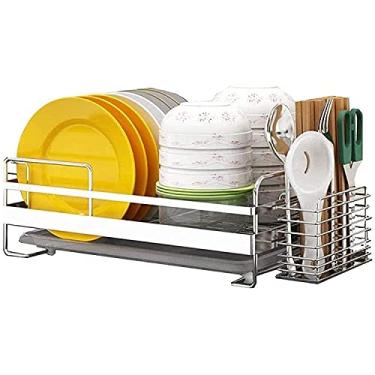 Imagem de Prateleira de drenagem prateleira de armazenamento multiuso escorredor de pratos suporte de talheres rack de drenagem de pratos prateleira de cozinha rack de secagem