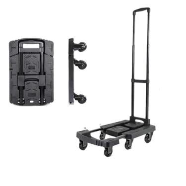 Imagem de Carrinho de mão dobrável resistente, carrinho de mesa portátil com capacidade de 200 kg com rodas para compras, armazém e uso doméstico (preto)