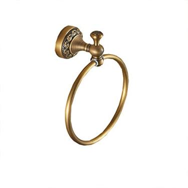 Imagem de HHHJQFAAT Anel de toalha antigo sem perfuração cobre toalha de banheiro anel de cobre anel de pendurar toalha varão, não é fácil de enferrujar e corrupção. Banheiro (tamanho: 18,5 cm) (uma cor 17 cm)