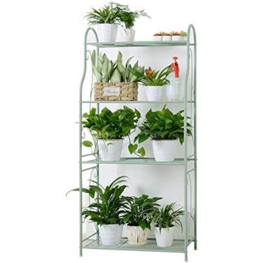 Imagem de U5GAAALPPQ9 Suporte de flores de 4 camadas - Suportes de metal para plantas - Interior/Exterior/Jardim/Varanda/Sala de Estar Prateleiras de Armazenamento de Vaso de Flores - Rack de Várias Camadas