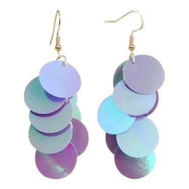 Imagem de Zszkoz Brincos de lantejoulas brilhantes neon para mulheres, leves, boêmios, longos, borlas, laser, glitter, pingentes, joias, presentes, Small, Acrílico, Sem pedra preciosa