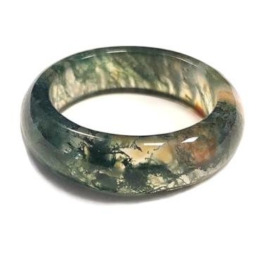 Imagem de Wzwzmia Anel de ágata de musgo natural para mulheres, pedra preciosa verde, noivado, casamento, compromisso, presente, Cristal, Ágata