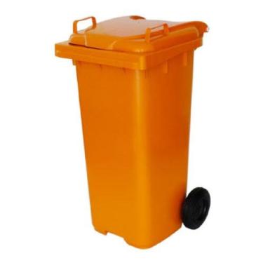 Imagem de Conteiner Lixeira Plastica 120l Contentor Com Rodas Laranja - jsn
