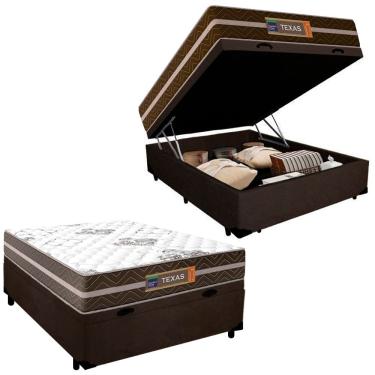 Imagem de Cama Box Baú Casal Suede + Colchão Molas Ensacadas Texas Prime Colchões 138x188x63cm