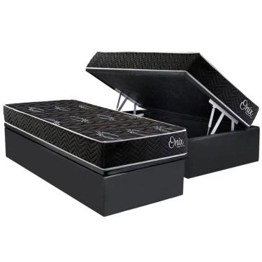 Imagem de Cama Box Baú Solteiro + Colchão Anatômico Kappesberg D28 AnatÃ´mico Onix + Base CRC Corano Gray