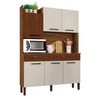 Imagem de Armário De Cozinha Com 2 Gavetas Siena Ripado Off White