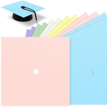 Imagem de Gersoniel 12 peças de papel de construção para decoração de boné de graduação 25,4 cm x 25,4 cm cartolina 230gsm construção para boné de formatura projeto faça você mesmo scrapbook decoração de festa