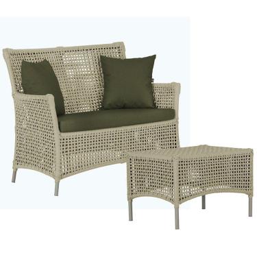 Imagem de 1 Sofá E Mesa Centro Igapó Alumínio Corda Náutica E13 Trama Rami