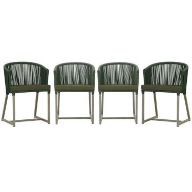 Imagem de 4 Cadeiras De Jantar Noronha Fendi Corda Náutica E13 Trama Verde