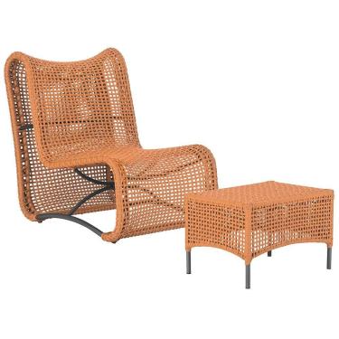 Imagem de 1 Poltrona E Mesa Texas Alumínio Preto Corda Náutica Trama Terra Cota