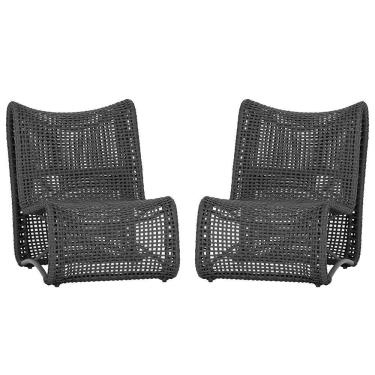 Imagem de 2 Poltronas Corda Náutica Texas área Externa Varanda Jardim Preto