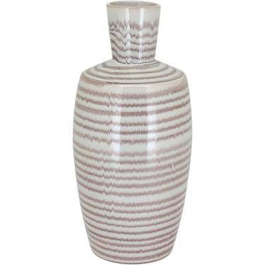 Imagem de Vaso Decorativo Enfeite Casa Cerâmica 37x17x17cm Creme