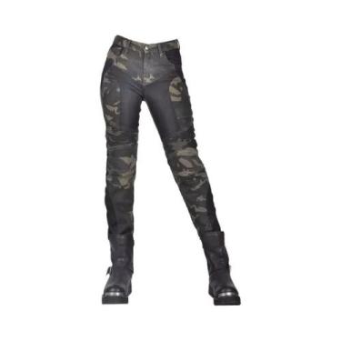 Imagem de Calças Femininas Slim Fit Camo Em Malha Para Motociclismo, Calças Clás