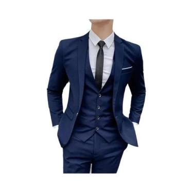 Imagem de Terno Slim Fit Masculino 6XL: Blazer, Colete E Calças Para Negócios, C
