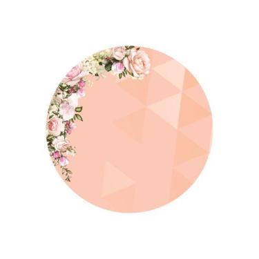 Imagem de Painel de Tecido Sublimado Redondo Flores Mista Formas degradê C/Elást