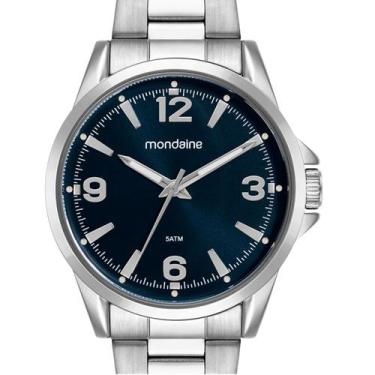 Imagem de Relógio Mondaine Masculino Analógico Prateado Mostrador Azul Resistent