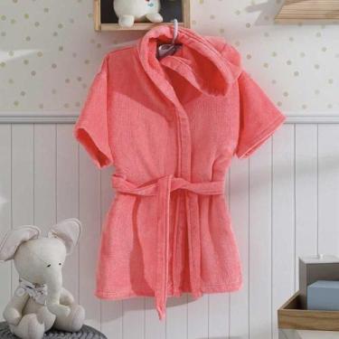 Imagem de Roupão Infantil Felpa Velour Salmão Ju 09 Com Capuz Döhler, PBB