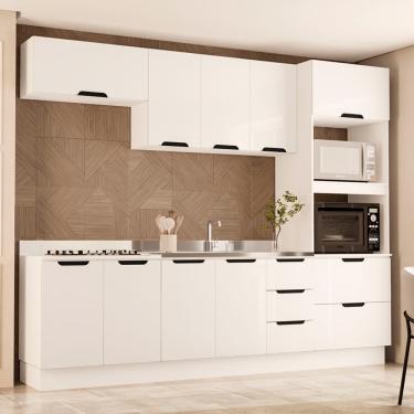 Imagem de Cozinha Modulada 5 Peças sem Pia e Rodapé Maeena Politorno - Branco