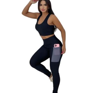 Imagem de Legging com Bolsos Poliamida Spandex PINA P M G GG, M, Cinza