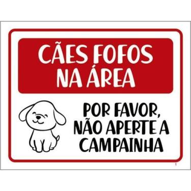 Imagem de Kit 3 Placas Cães Fofos Não Aperte Campainha 27X35 - Sinalizo