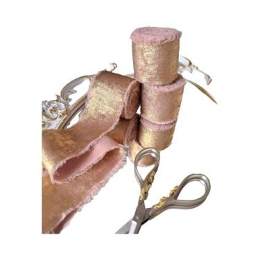 Imagem de Fita De Renda Iridescente Em Chiffon De Seda Com Borda Aramada Para De