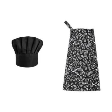 Imagem de Conjunto De Avental De Chef E Touca De Cozinha Para Uniforme De Trabal