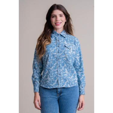 Imagem de CAMISA FEMININA WESTERN TEXAS FARM - PATTERNED - CAF158 - JEANS-Feminino