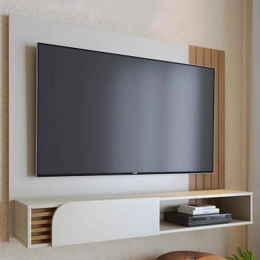 Imagem de Painel Tv 60 Pol e Bancada Suspensa Madrid Off White/Freijó C05 - Mpozenato