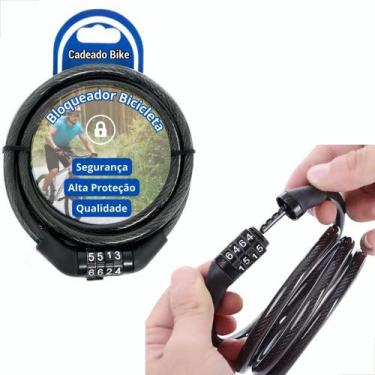Imagem de Cadeado Bicicleta Reforçado Cabo Aço Bloqueador Senha Cor Pr - Congrat