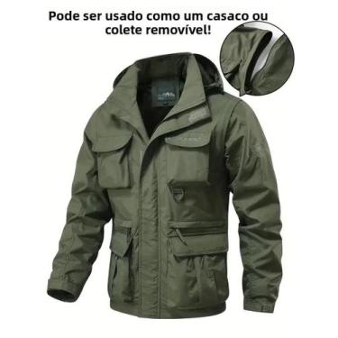 Imagem de Jaqueta Masculina Impermeável Com Capuz Destacável, À Prova De Vento, 
