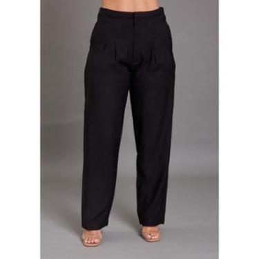 Imagem de Calça Pantalona Feminina com Pregas em Viscose Cor:;Tamanho:G;Idade:Adulto;Genero:Femin...