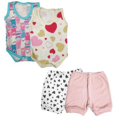Imagem de Kit 4 Pçs Roupinhas Bebê Body Regata Estampado e Shorts - Koala Baby, 
