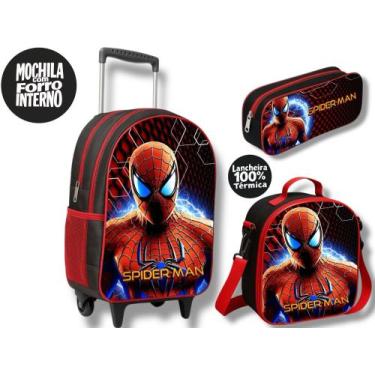 Imagem de Mochila infantil escolar de Rodinha + Lancheira Termica e estojo Homen