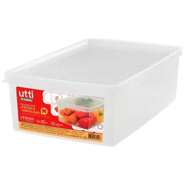 Imagem de 4 Potes Organizadores de Geladeira com Tampa Plástico M Frutas Verduras Hortaliças Utti...