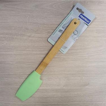 Imagem de Espátula em Silicone 2 em 1 com Cabo de Bambu - Verde - 1 unidade - Fr
