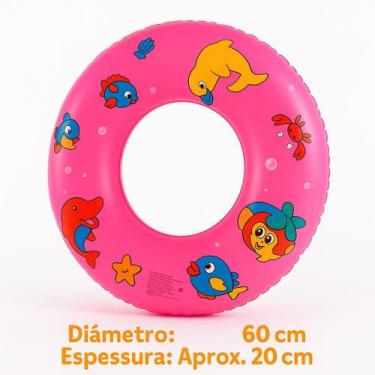 Imagem de Boia Circular Infantil Inflável 60cm Colorida Animais, Cintura Piscina