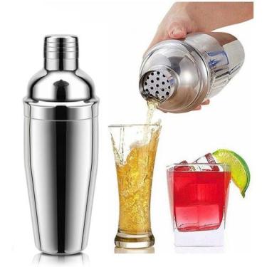 Imagem de Coqueteleira shakeira de inox com tampa 500ml para caipirinha e drinks