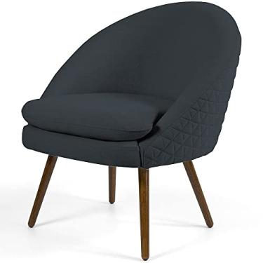 Imagem de Poltrona Decorativa Fixa Pés Palito Rafa D02 Tressê Linho Chumbo C-465 - Lyam Decor