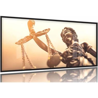 Imagem de Quadro Escritório Advocacia Deusa Justiça Mosaico 130x60 Moldura Preta 2x2