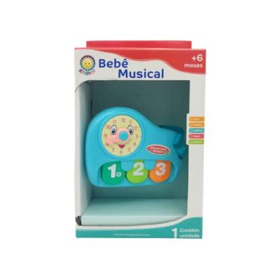 Imagem de Brinquedo Bebê Musical Pianinho Com Relógio Educativo Azul